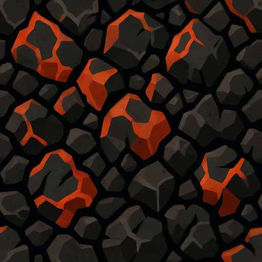 Rocas volcanicas, ocupar toda la imagen, visto desde arriba.
In-Game asset.  2d.  High contrast.  No shadows