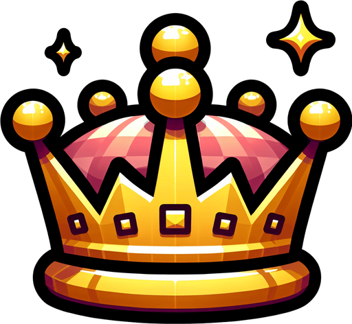 A royal crown. Side profile. Cartoon.
Single Game Texture.  In-Game asset.  2d.  Blank background.  High contrast.  No shadows