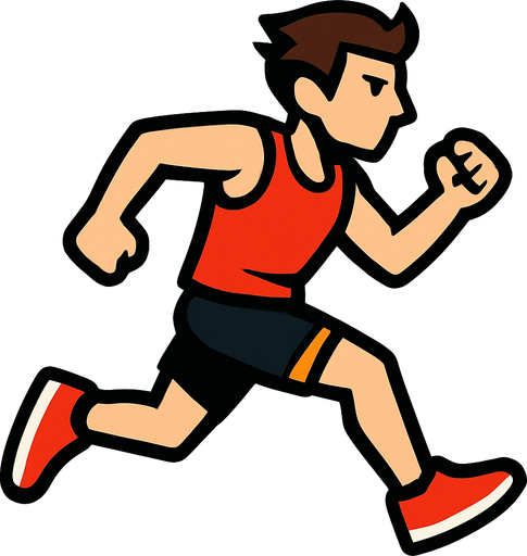 runner with a red shirt.
In-Game asset.  2d.  High contrast.  No shadows