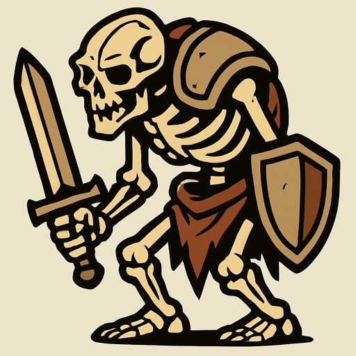 kemikten bir şovalye istiyorum biraz kambur dursun.
In-Game asset.  2d.  High contrast.  No shadows