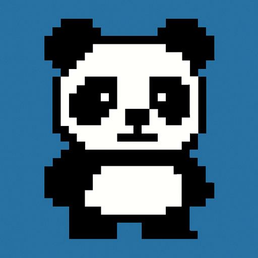Panda 8bit.
In-Game asset.  2d.  High contrast.  No shadows