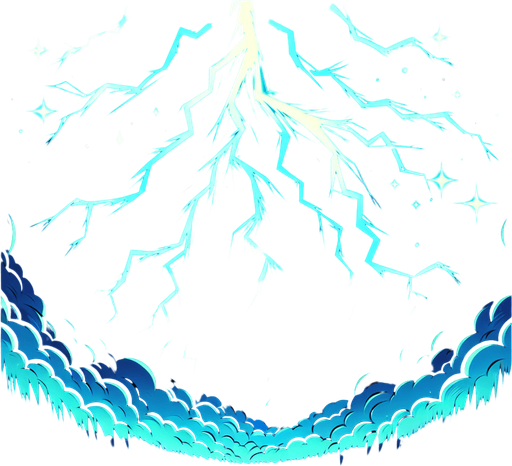 blue electricity in the sky cartoon, 2d