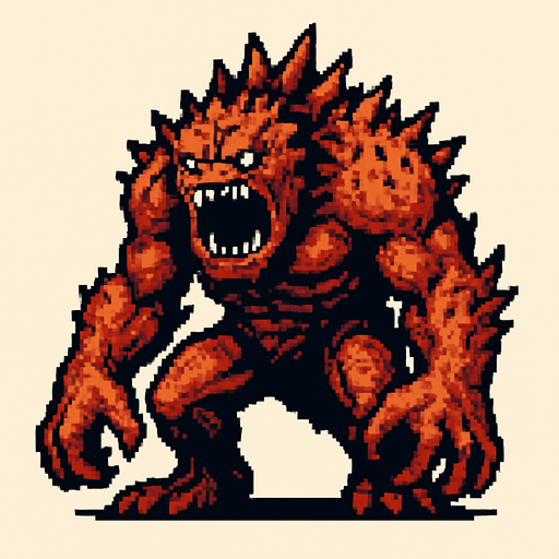 monster giant, pixel art, no background.
In-Game asset.  2d.  High contrast.  No shadows