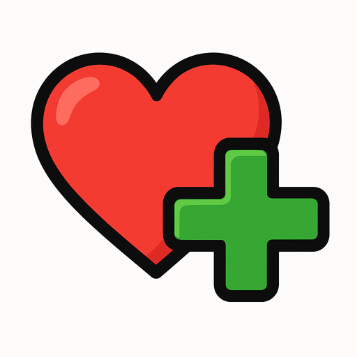 un corazón con un "+" verde al lado del corazon.
In-Game asset.  2d.  High contrast.  No shadows. Cartoon