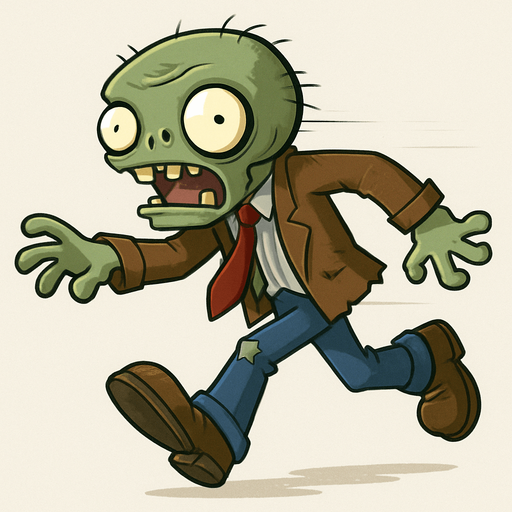 Fast zombie del videojuego plantas vs zombies.
In-Game asset.  No shadows