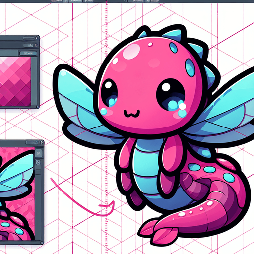 Kawaii 3d dragon fly cute deep pink and bluish.
Single Game Texture. In-Game asset. 2d. Blank background. High contrast. No shadows.