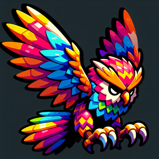 An owl with talons extended downwards and wings up. Looking down. Color
Single Game Texture. In-Game asset. 2d. Blank background. High contrast. No shadows.