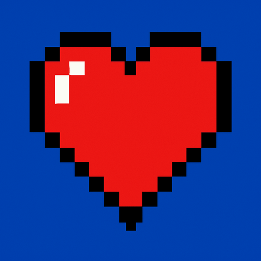 red heart 8-bit mario.
In-Game asset.  2d.  High contrast.  No shadows