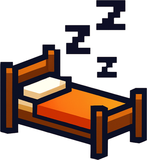 bed with zzz 2d pixel art.
In-Game asset.  2d.  High contrast.  No shadows