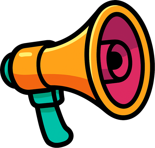 cartoon megaphone.
In-Game asset.  2d.  High contrast.  No shadows