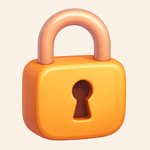 A padlock. Cute soft graphics. soft ambient light. semi-matte to satin surfaces. naturalistic with slight saturation boost colors. Tone is premium, friendly, clean with lifestyle or service-oriented appeal.
In-Game asset.  2d.  High contrast.  No shadows