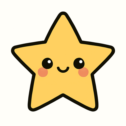 crea una estrella dorada kawai y simple.
In-Game asset.  2d.  High contrast.  No shadows
