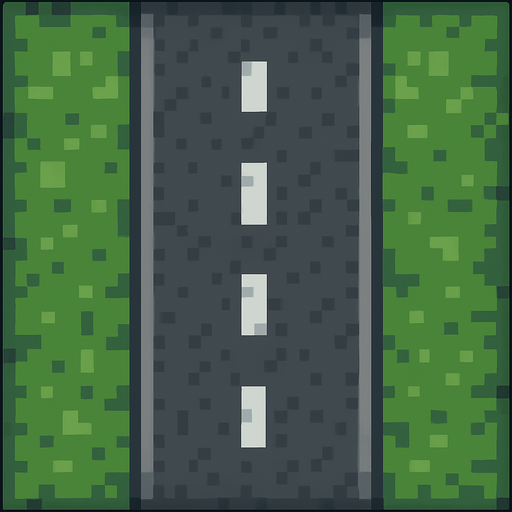 Road tile 2d pixilated topdown.
In-Game asset.  2d.  High contrast.  No shadows