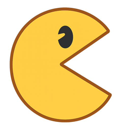 PAC man. No background. Transparent background. Blank background. No shadows. 2d. In-Game asset. flat