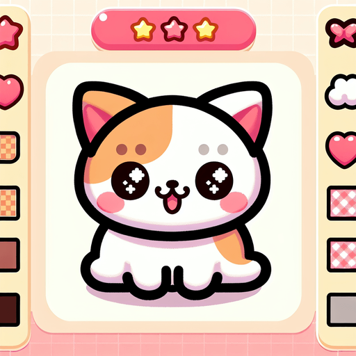 kawaii style kitten.
Single Game Texture. In-Game asset. 2d. Blank background. High contrast. No shadows.