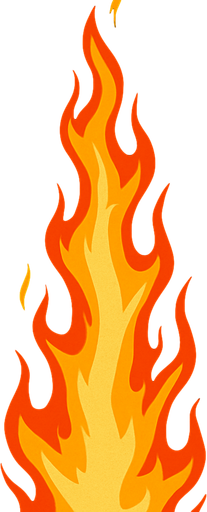 Tall flame shot of a flame gun assets.  without the gun.
In-Game asset.  2d.  High contrast.  No shadows