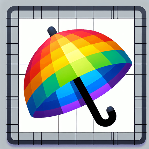 rainbow colored umbrella.
Single Game Texture. In-Game asset. 2d. Blank background. High contrast. No shadows.