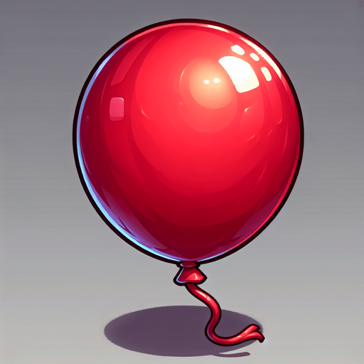 kırmızı balon.
Single Game Texture.  In-Game asset.  2d.  Blank background.  High contrast.  No shadows
