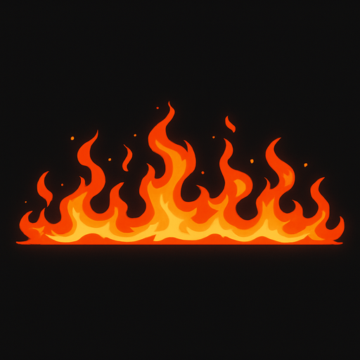 Genera una línea horizontal de fuego con detalles ígneos!.
In-Game asset.  2d.  High contrast.  No shadows