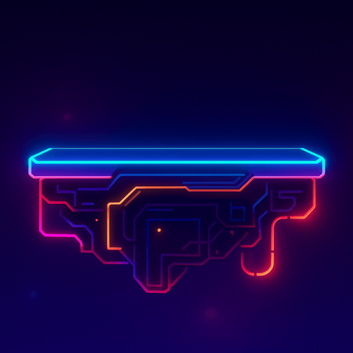 Neon cyberpunk futuristic glowing side-view 2d platformer style platform flat top