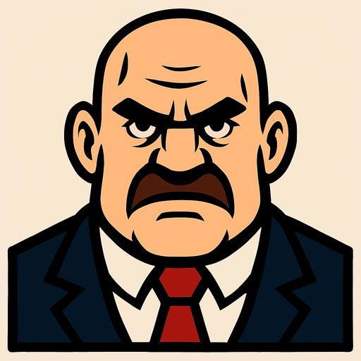 Boss Man head.
In-Game asset.  2d.  High contrast.  No shadows