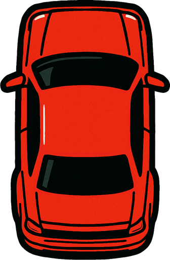 Top down car red.
In-Game asset.  2d.  High contrast.  No shadows