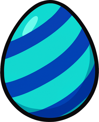 A Cyan egg with Blue Stripes.
In-Game asset.  2d.  High contrast.  No shadows