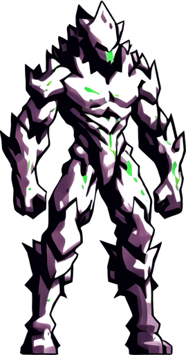 The same character but kneeling and covered in green liquid.