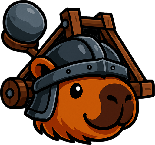 Elimina la espada. Añade una catapulta en la parte de atras de la cabeza con una piedra. La catapulta debe de  tener la piedra al lado izquierdo simulando se va a lanzar a la derecha. Haz la cabeza un poco mas pequeña.