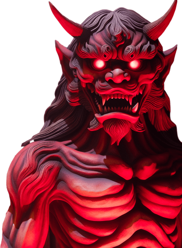 ancient japan oni red monster stand scary rage