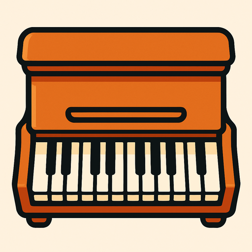 top view piano.
In-Game asset.  2d.  High contrast.  No shadows