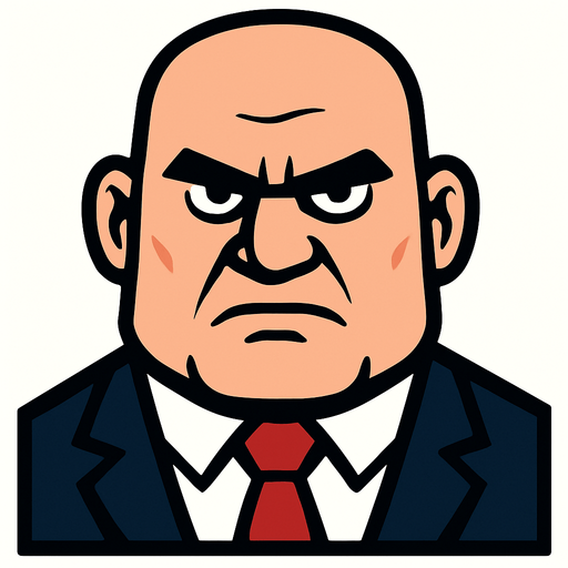 Boss Man head.
In-Game asset.  2d.  High contrast.  No shadows