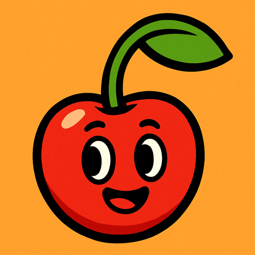 Cherry 
 with face.
In-Game asset.  2d.  High contrast.  No shadows