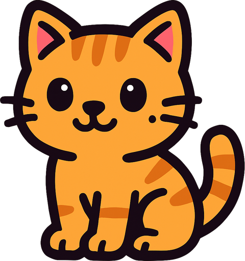 Cute cat.
In-Game asset.  2d.  High contrast.  No shadows