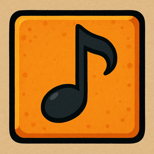 A "single" tile of musical note 🎵.
In-Game asset.  2d.  High contrast.  No shadows