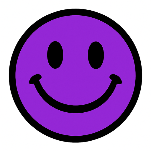 Purple smiley ball.
In-Game asset.  2d.  High contrast.  No shadows
