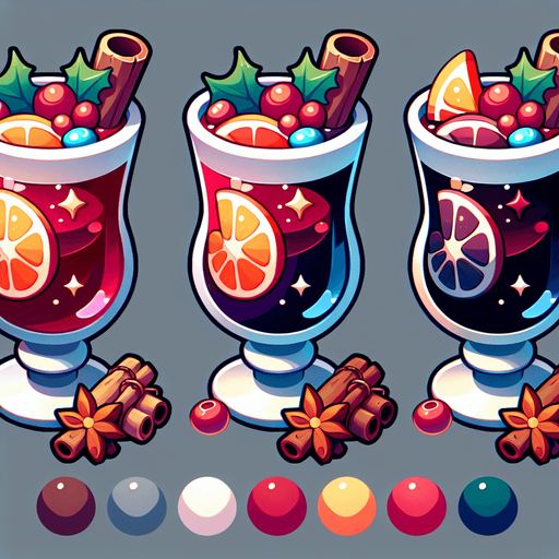 cartoon mulled wine.
Single Game Texture. In-Game asset. 2d. Blank background. High contrast. No shadows.