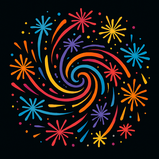 Havai fişek döngü spiral renkli.
In-Game asset.  2d.  High contrast.  No shadows