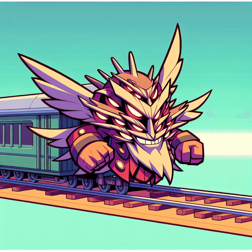 Train like enemy, ambitious villain,  looks like Train cartoonish boss, realistic and detailles.
Single Game Texture.  In-Game asset.  2d.  Blank background.  High contrast.  No shadows