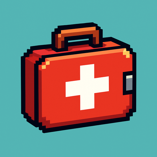 medkit pixel art.
In-Game asset.  2d.  High contrast.  No shadows