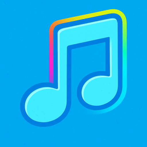 Ice blue with a bright color stroke music note.
In-Game asset.  2d.  High contrast.  No shadows