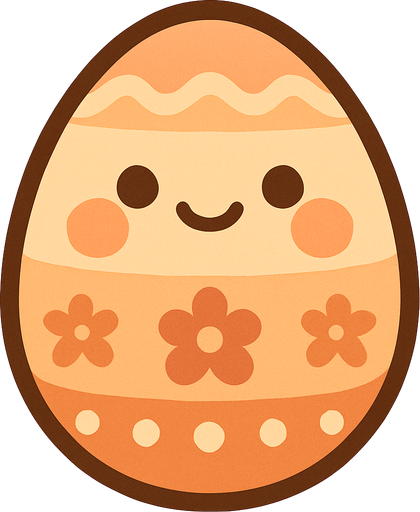 create a cute egg with some pattern and a peach and bege colors.
In-Game asset.  2d.  High contrast.  No shadows