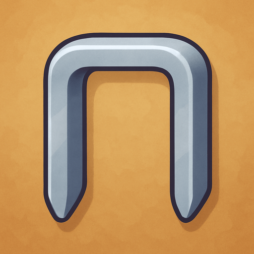 A staple projectile from a staple gun. Cute soft graphics. soft ambient light. semi-matte to satin surfaces. naturalistic with slight saturation boost colors. 
In-Game asset.  2d.  High contrast.  No shadows