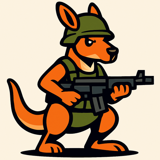 kangaroo soldier.
In-Game asset.  2d.  High contrast.  No shadows