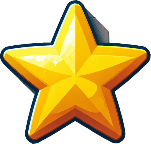 yellow star.
Single Game Texture. In-Game asset. 2d. Blank background. High contrast. No shadows.