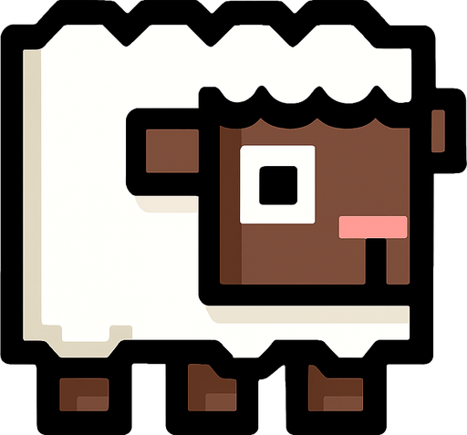 sheep but square.
In-Game asset.  2d.  High contrast.  No shadows