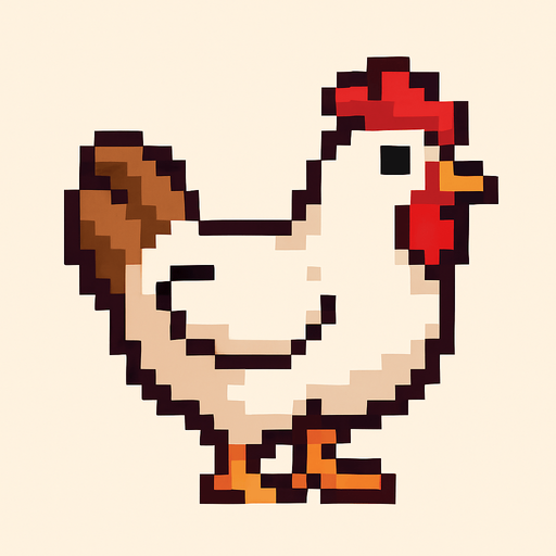 pixel art chicken.
In-Game asset.  2d.  High contrast.  No shadows