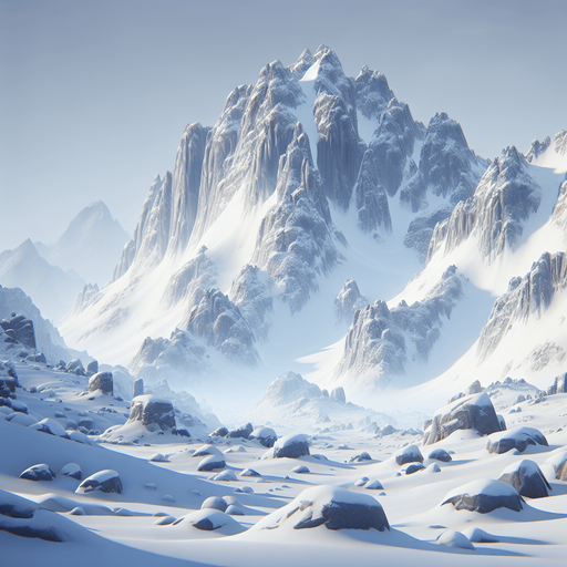 snowy mountains.
Single Game Texture.  In-Game asset.  2d.  Blank background.  High contrast.  No shadows