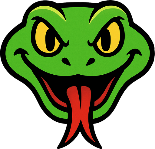 cartoon snake head.
In-Game asset.  2d.  High contrast.  No shadows