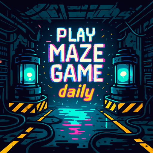 “Design an abandoned data vault with pulsing core reactors and neon warning stripes. A central holo-banner flashes ‘Play Maze Game daily’ in glitchy, stylized lettering. Add drifting sparks, cable conduits, and a damp metal floor reflecting ambient light—empty of characters and coins.”.
In-Game asset.  2d.  High contrast.  No shadows